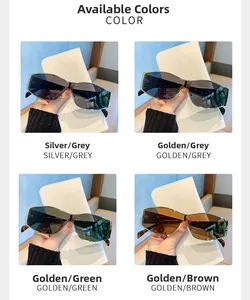 Detailed grid view showing vintage metal oversized sunglasses in four different lens colors