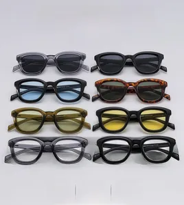 Detailed grid of retro square sunglasses in eight colors with high-quality frame finish