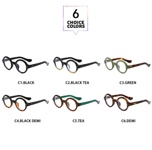 Grille détaillée montrant six options de couleurs pour lunettes rondes rétro