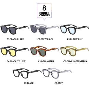 Detailed grid view showcasing 8 classic rectangle sunglasses in various frame and lens colors