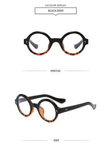 Détails de lunettes rondes rétro épaisses en noir et écaille de tortue marron demi