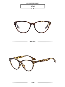 Close-up of demi tortoise pattern cat-eye glasses frame with blue light blocking lenses