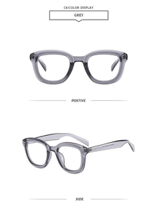 Front and side view of classic grey square oversized sunglasses with detailed frame finish