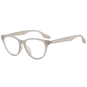 Fashion cat-eye anti-blue light glasses with champagne transparent frame and round lenses