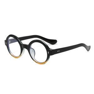 Lunettes rondes rétro en noir et écaille avec des accents métalliques élégants