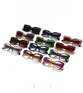 Macro display of assorted vintage polygon sunglasses in multiple fashion colors