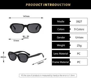 Detailed size chart and technical specifications for these stylish unisex oval sunglasses