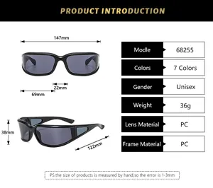 Tableau des tailles pour lunettes de soleil punk avec dimensions et spécifications