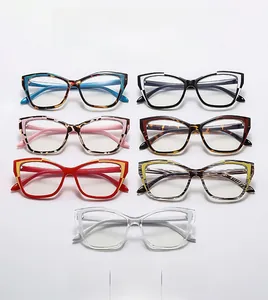 Detail view of cat eye frames in various patterns including leopard and zebra prints