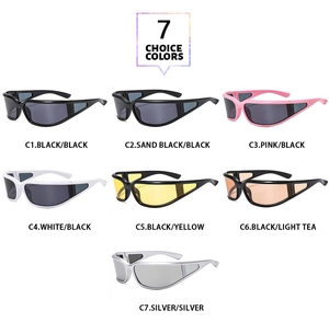 Présentation matricielle de sept options de couleurs de lunettes de soleil futuristes