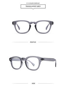 Vue détaillée des lunettes de soleil polygonales gris translucide avec charnière métallique