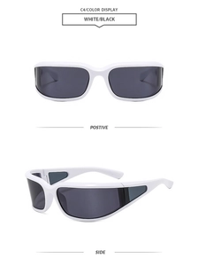 Vues de face et de côté de lunettes punk blanches avec verres foncés