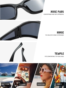 Détails des plaquettes, charnières et branches pour lunettes de soleil style tech-punk