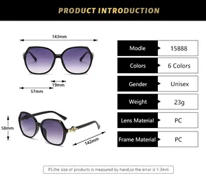 Detailed size chart for retro sunglasses showing frame dimensions and leopard head accent