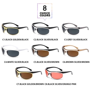 Présentation de lunettes de soleil ovales futuristes en 8 combinaisons de couleurs
