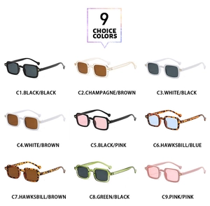 Grid view of vintage square frame sunglasses in nine different color options from C1 to C9