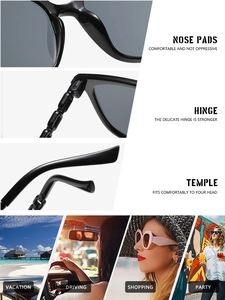 Detail showing the sturdy hinges, comfortable nose pads and trendy square sunglasses design