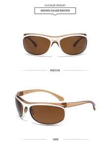 Détails de lunettes de soleil punk ovales avec verres bruns et monture bicolore chic