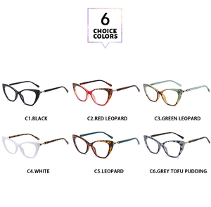 Vue détaillée de six options de couleurs pour lunettes œil de chat anti-lumière bleue