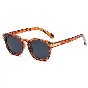 Classic leopard print sunglasses with dark lenses and gold metal hinge details