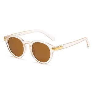 Classic vintage round frame sunglasses in champagne tint with UV protective lenses