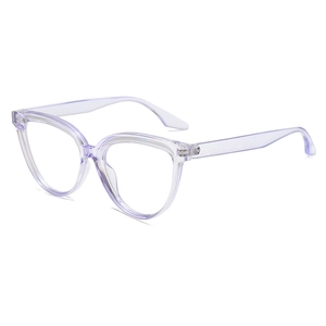 Classic lavender cat-eye glasses frame with transparent resin and blue light blocking lenses