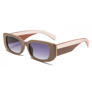Lunettes de soleil carrées classiques avec verres dégradés violets et branches bicolores