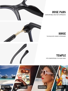 Détail des plaquettes intégrées et charnières métalliques dorées des lunettes oversize