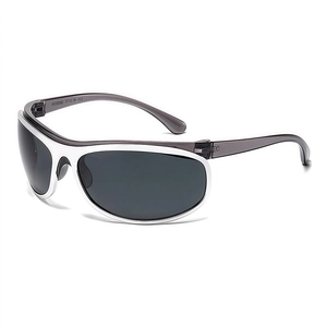 Lunettes de soleil punk ovales futuristes avec monture blanche et branches grises style Y2K
