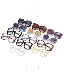 Detailed collection of square oversized sunglasses in various colors and gradient lenses