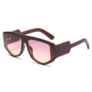 Oversized gradient sunglasses with bold geometric temples in trendy burgundy frame