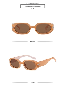 Gros plan de lunettes de soleil vintage champagne affichant l'avant et le côté