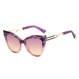 Fashion Cat Eye Sunglasses With Metal Hollow Temples UV400 Polarized Gradient Lens For Women Trendy Outdoor Sun Shades