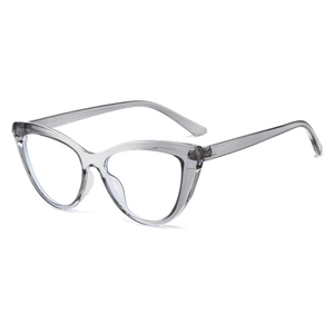 Monture de lunettes œil de chat gris transparent avec verres anti-lumière bleue