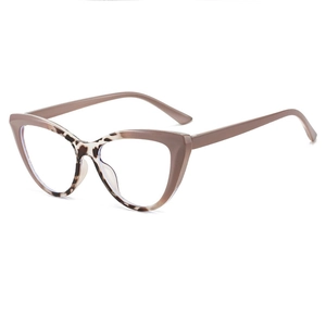 Monture de lunettes œil de chat en marron clair et motif léopard pour femme tendance