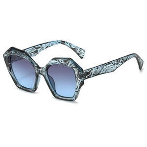 Polygonal marble pattern sunglasses with blue gradient lenses for fashion outdoor styling