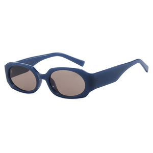 Lunettes de soleil ovales bleues rétro avec monture épaisse et verres foncés chic