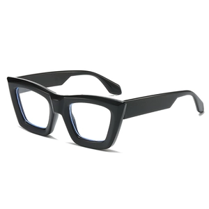 Retro black square frame sunglasses with blue light blocking lenses in a 45-degree view