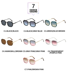 Multiple color options for retro rectangle sunglasses with sleek metal temples