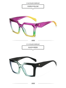 Side view of square oversized sunglasses frames with golden triangle hinge details
