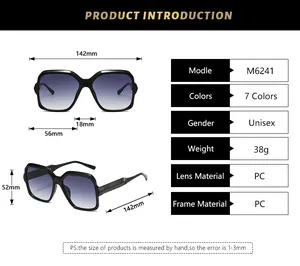 Tableau des tailles détaillé pour lunettes rétro montrant les dimensions et le matériau PC