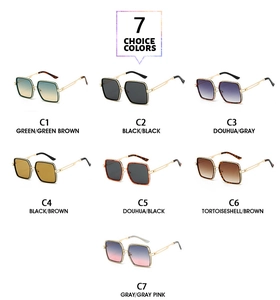 Multi-color options of vintage oversized square sunglasses with metal hollow temples