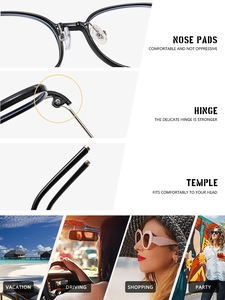 Detail view of comfortable nose pads and reinforced metal hinges on black square frames