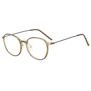 Vintage round tortoiseshell frame glasses with slim black gold metal temples on white background
