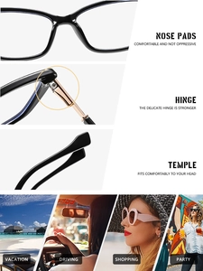 Detail of ergonomic nose pads and metal hinges on vintage oversized black frames