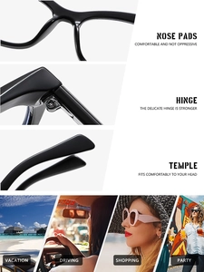 Gros plan sur les lunettes œil-de-chat, charnières durables, plaquettes et style polyvalent