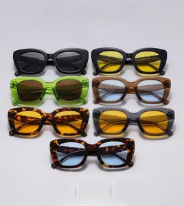 Matrix display of fashion retro cat eye sunglasses in seven trendy color combinations