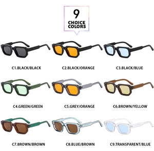 Collage of square vintage sunglasses showing 9 classic color options on white background