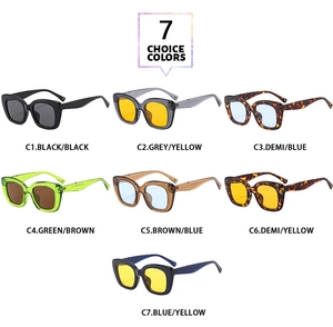 Multi-angle view showcasing seven stylish cat-eye sunglasses colors with durable frames
