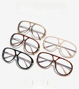 Detailed flat lay of retro pilot glasses frames in five assorted classic colors